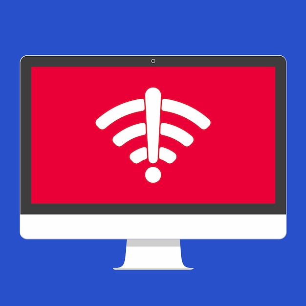 Dispositivo electrónico moderno de diseño plano monitor o AllinonePC ilustración vectorial sin señal wifi