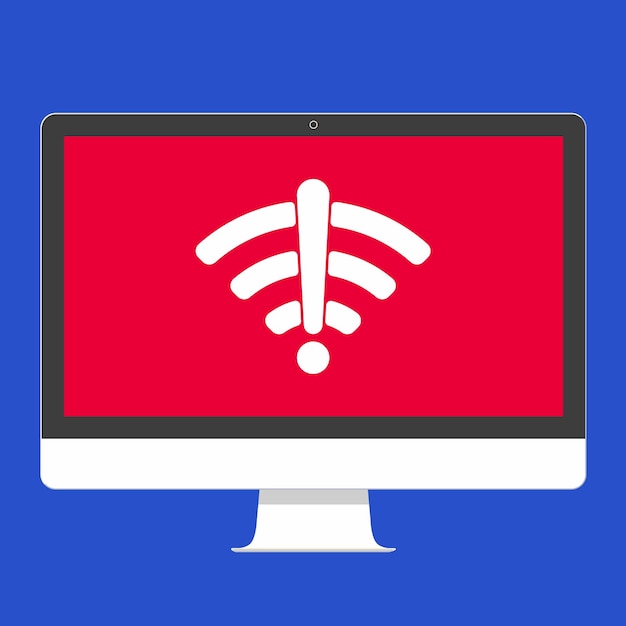 Vector dispositivo electrónico moderno de diseño plano monitor o allinonepc ilustración vectorial sin señal wifi