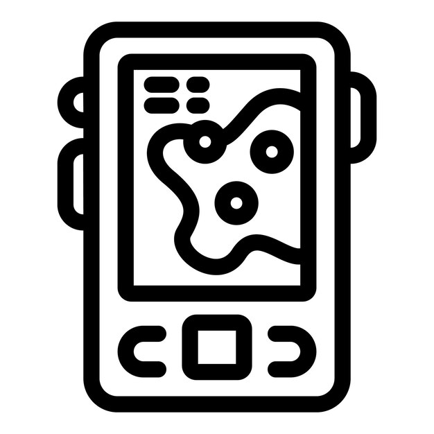 Dispositivo GPS portátil que muestra un mapa topográfico con puntos de orientación para la navegación al aire libre