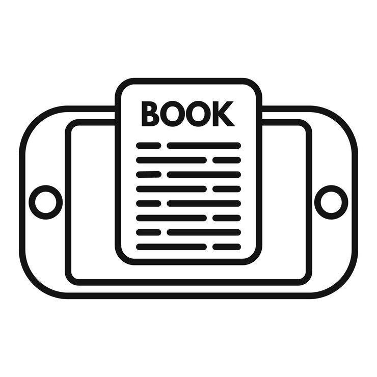 Vector dispositivo en línea libro icono contorno vector literatura aprender