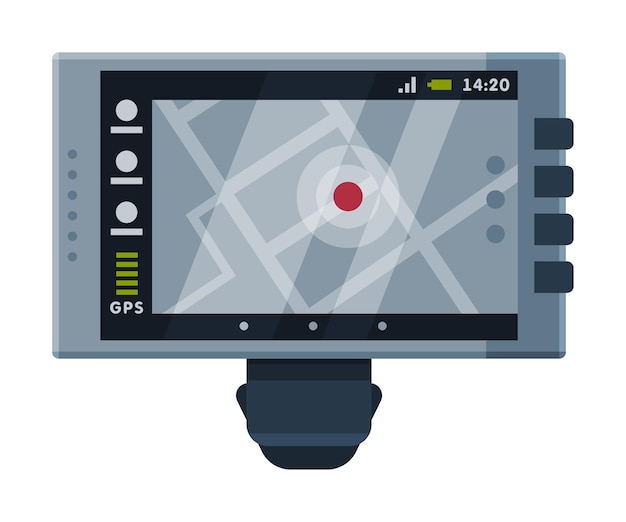 Dispositivo moderno de taxímetro Servicio de taxi Equipo electrónico de medición Ilustración vectorial en fondo blanco