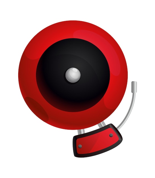 Dispositivo de señal del sistema de alarma de incendios rojo aislado en blanco Campana de advertencia de emergencia de prevención Señalización vintage Señalización retro Equipamiento y herramientas de bomberos Ilustración de dibujos animados vectorial