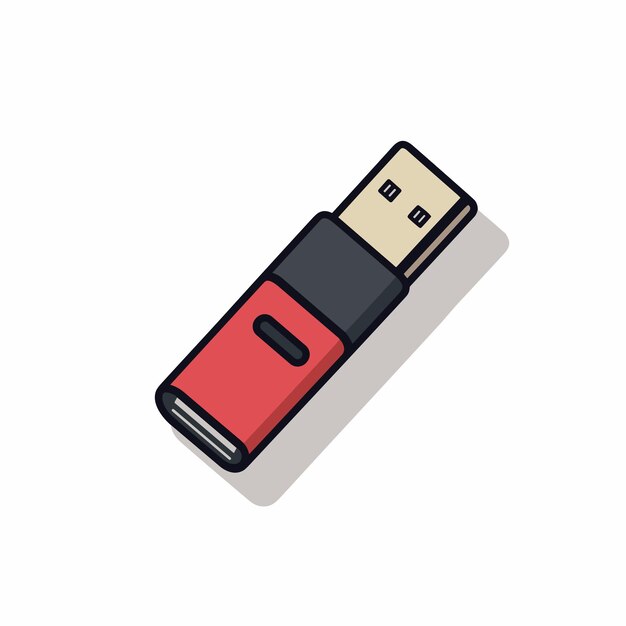 Un dispositivo usb rojo y negro con una larga sombra.