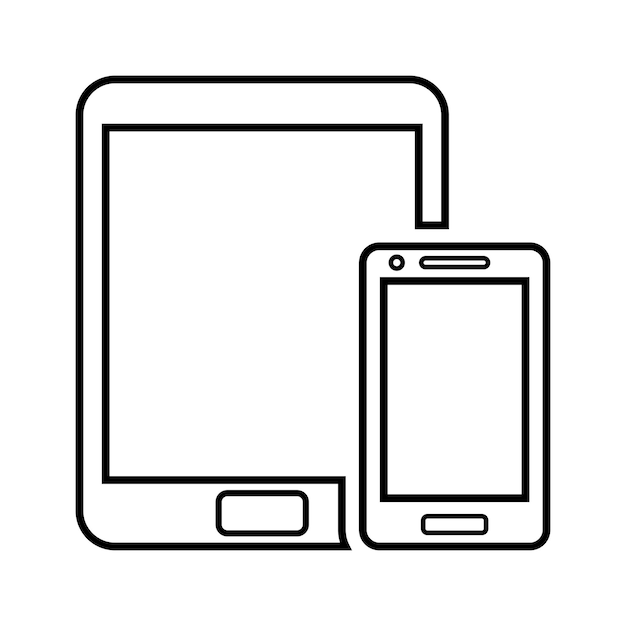 Los dispositivos de Apple, el teléfono, la tableta, el icono de la línea, el vector de contorno 38