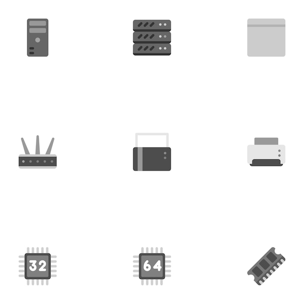 Dispositivos y conjunto de iconos de red