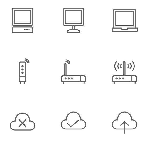 Dispositivos y conjunto de iconos de red