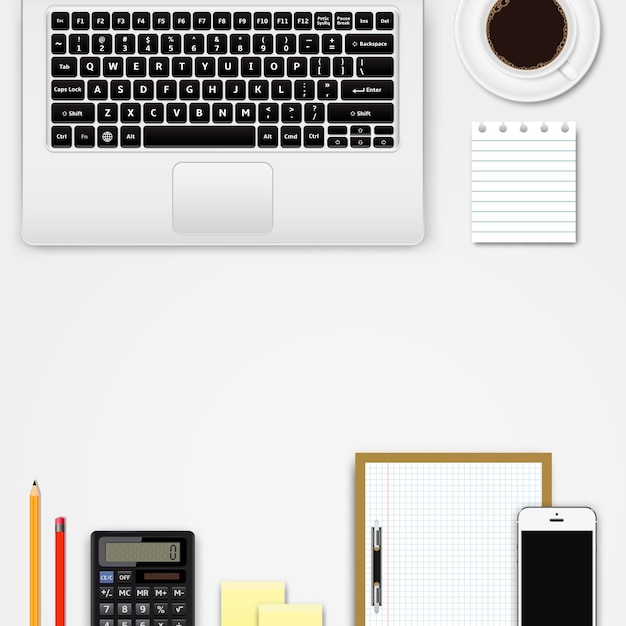 Dispositivos digitales y suministros de oficina en el lugar de trabajo