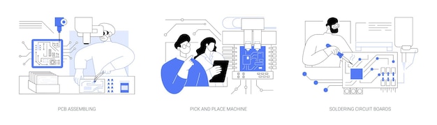 Dispositivos electrónicos que fabrican ilustraciones vectoriales de conceptos abstractos
