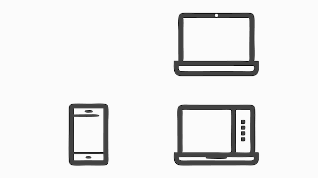Dispositivos Iconos de teléfonos inteligentes, portátiles y computadoras