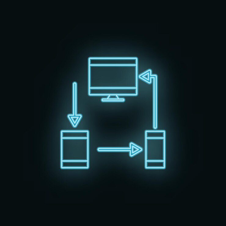 Vector dispositivos monitor tableta móvil icono de neón desarrollo web vector icono símbolo para sitios web diseño web aplicación móvil infografía símbolo de línea para diseño de sitios web sobre fondo blanco
