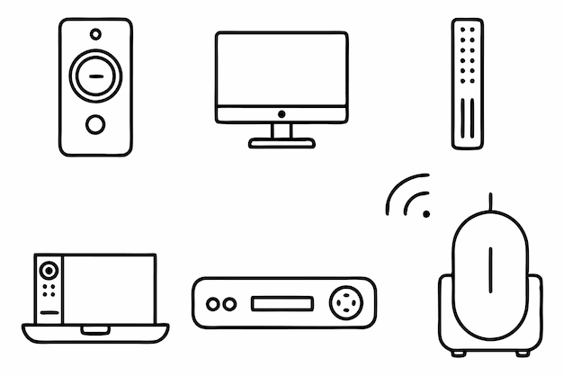 Dispositivos de transmisión Línea de arte Estilo de ilustración Galería de tendencias
