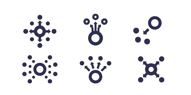 dissemination or dispersion icons vector