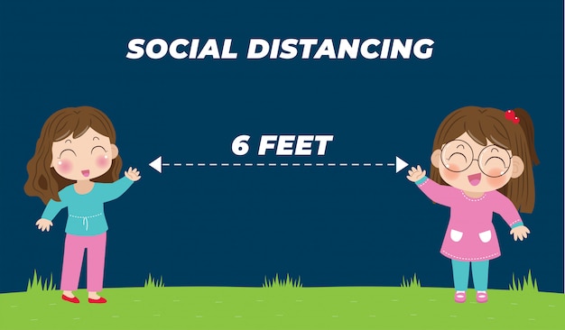 Vector distanciamiento social de personas que se mantienen alejadas del riesgo de infección y enfermedad