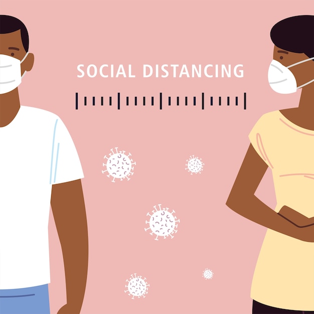 Vector distanciamiento social, personas que mantienen distancia por riesgo de infección y enfermedad