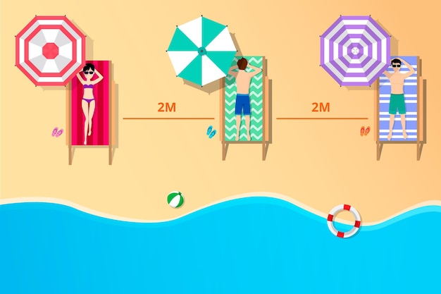 El distanciamiento social en la playa