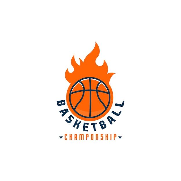 Distintivo fuego baloncesto vector icono logotipo diseño