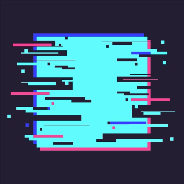 Distorsión dinámica elemento cuadrado tecnología ruido defecto geometría figura símbolo aislado Moderna forma de neón para diseño de portada de banner ilustración vectorial