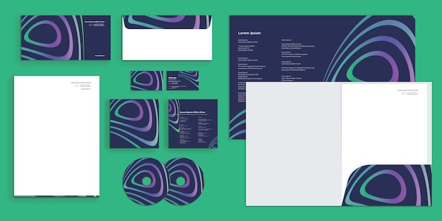 Distorsión Dinámica Forma Líneas Color Degradado Identidad Comercial Corporativa Papelería