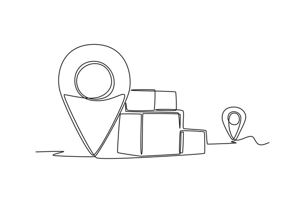 Distribución continua de dibujo de una línea y concepto logístico Ilustración gráfica de vector de diseño de dibujo de una sola línea