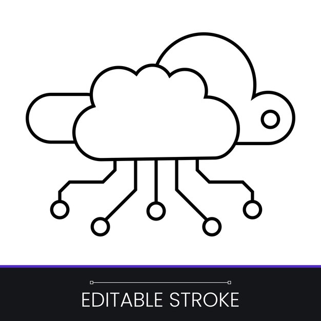 Distributed and interconnected cloud computing data network vector icon