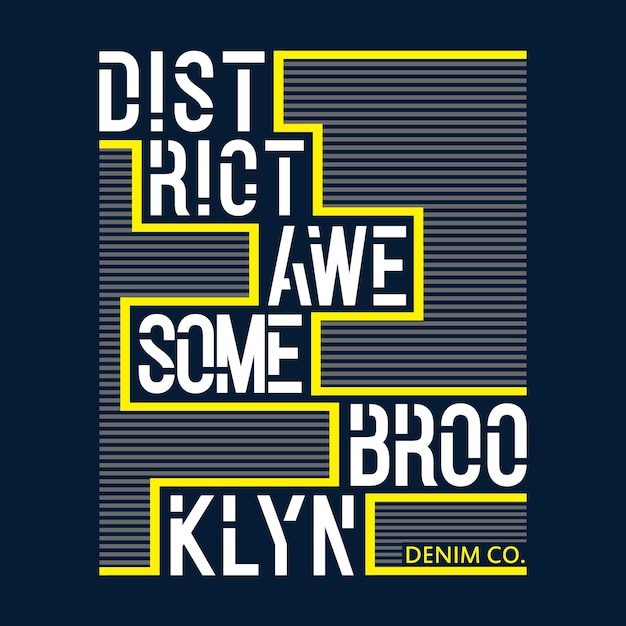 districk brooklyn tee tipografía diseño gráfico vector ilustración vintage por orden