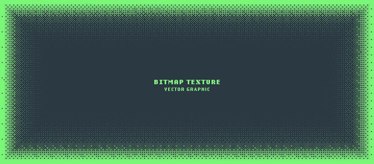 Vector dither pattern bitmap texture vector frame halftone gradient abstraction 8 bit pixel art retro styled video arcade game green screensaver glitch screen with flicker pixels efecto telón de fondo panorámico