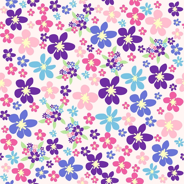 Ditsy patrón floral sin costuras flores y estrellas patrón lavanda y rosa