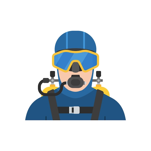 Vector diver hombre con icono de máscara de buceo