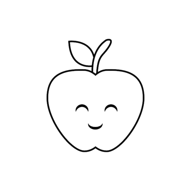 Divergente contorno de manzana para niños para colorear página de libro vector aislado en blanco