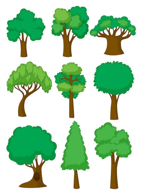 Vector diversas formas de la ilustración del árbol
