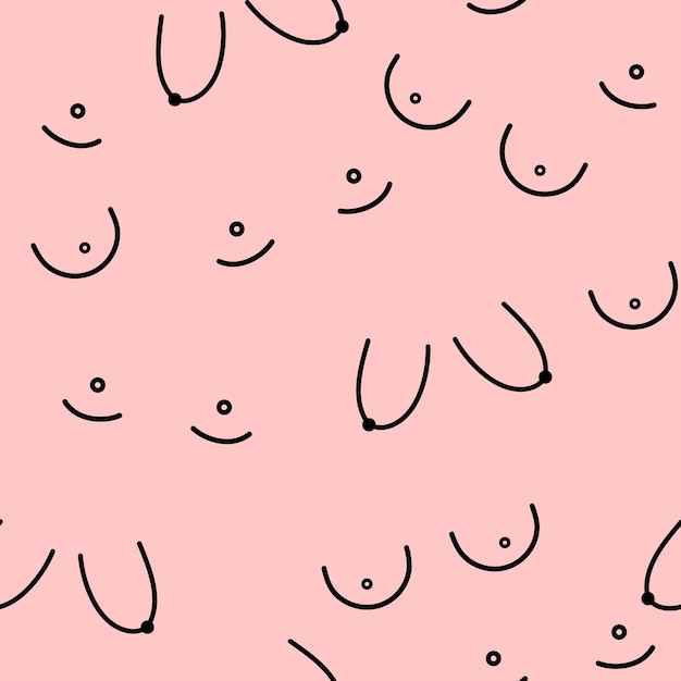 Diversas formas de pecho Arte de línea Ilustración simple Positividad del cuerpo femenino y patrón anatómico