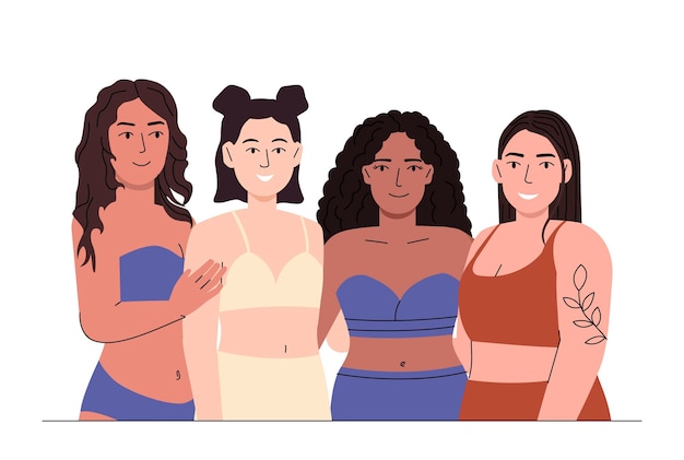 Vector diversas mujeres multirraciales