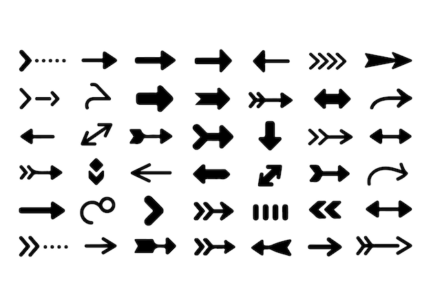 Diverse Collection of Black Arrow Icons