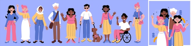 La diversidad de las personas en el diseño dibujado a mano