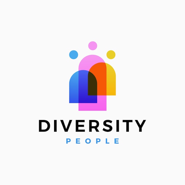 Diversidad Personas Líder Equipo Trabajo Superposición colorida Superposición Color Logo vector Icono Ilustración