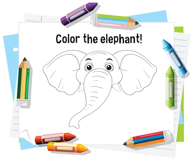 La diversión de colorear el doodle del elefante