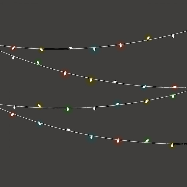 Diverso vector de la guirnalda de la iluminación del color fijado en fondo oscuro. luces de Navidad
