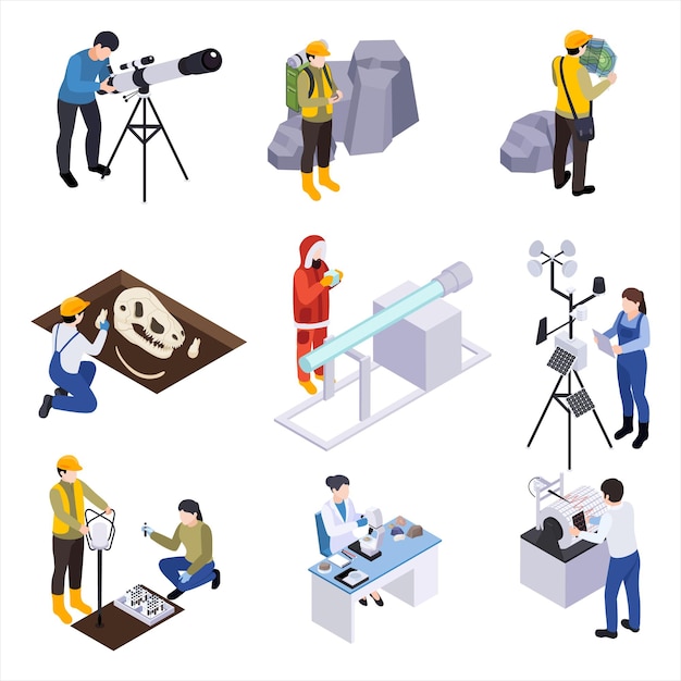 Diversos científicos involucrados en varias actividades de investigación