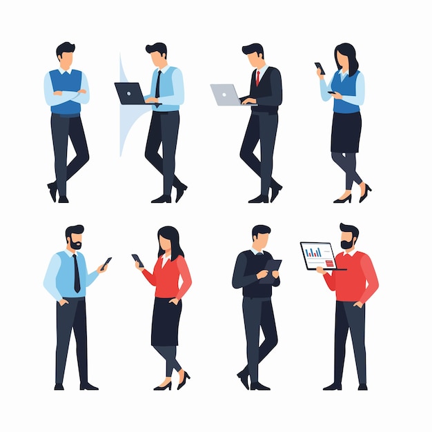 Diversos empresarios que utilizan la tecnología digital moderna
