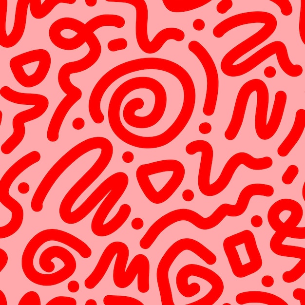 Divertida línea colorida doodle de patrones sin fisuras Fondo de arte de estilo minimalista creativo para niños