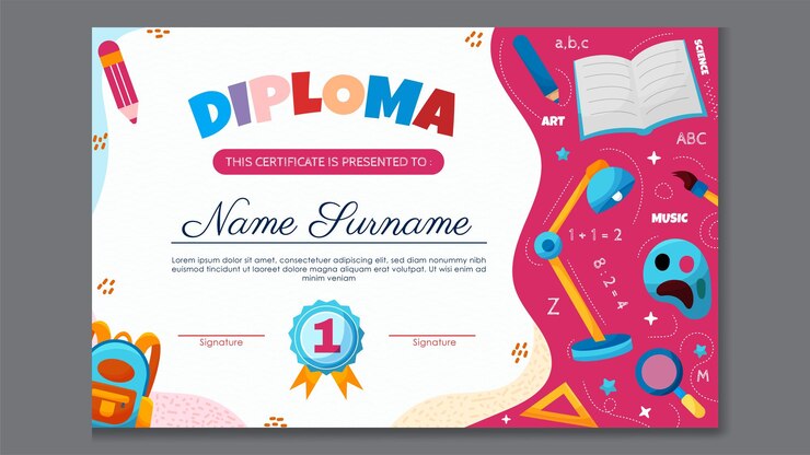Divertida plantilla de certificado colorido para niños