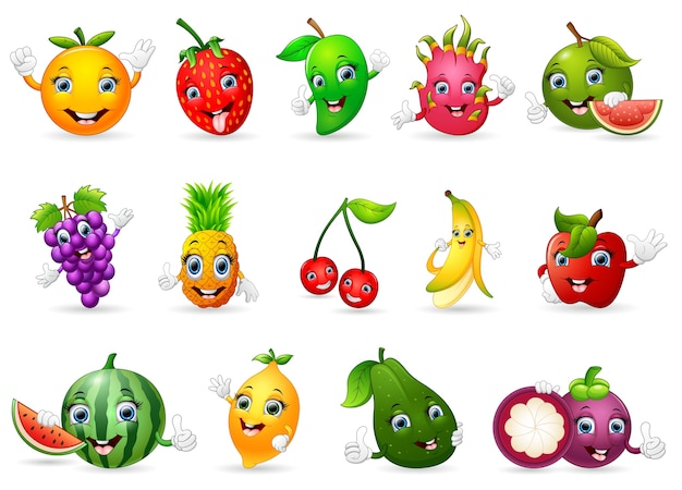 Divertidas frutas de dibujos animados