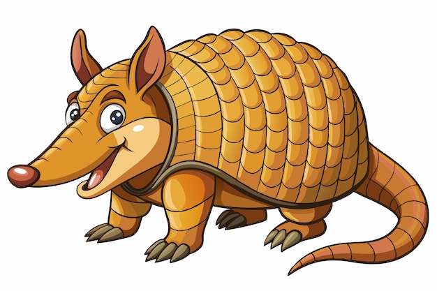 Divertido Armadillo Ilustración vectorial dibujos animados Clipart y diseño de arte de línea en fondo blanco Divertido