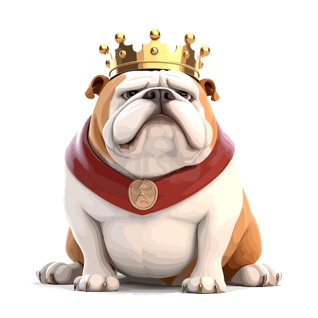 Vector divertido, bulldog, perro, caricatura, blanco, plano de fondo