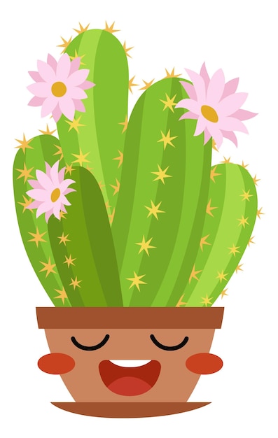 Divertido cactus en maceta Adorable planta de casa kawaii