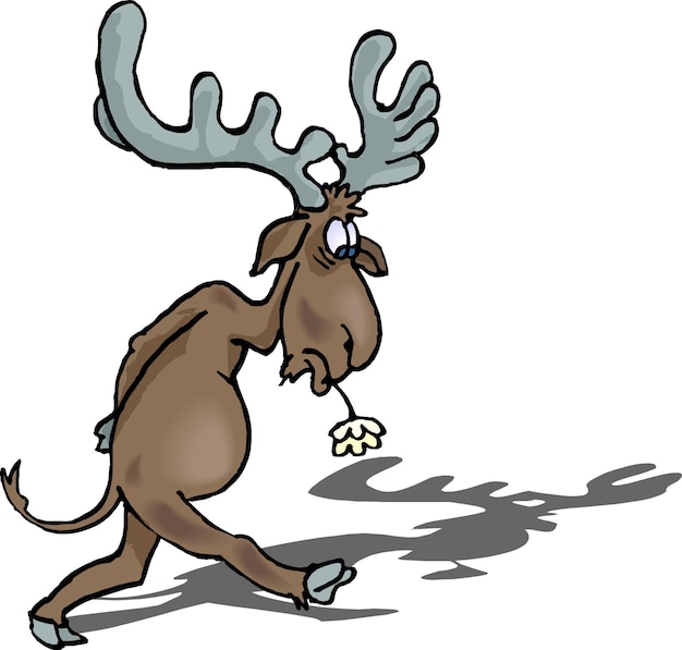 divertido ciervo alce reno cómico dibujado a mano animal dibujos animados personaje vector ilustración