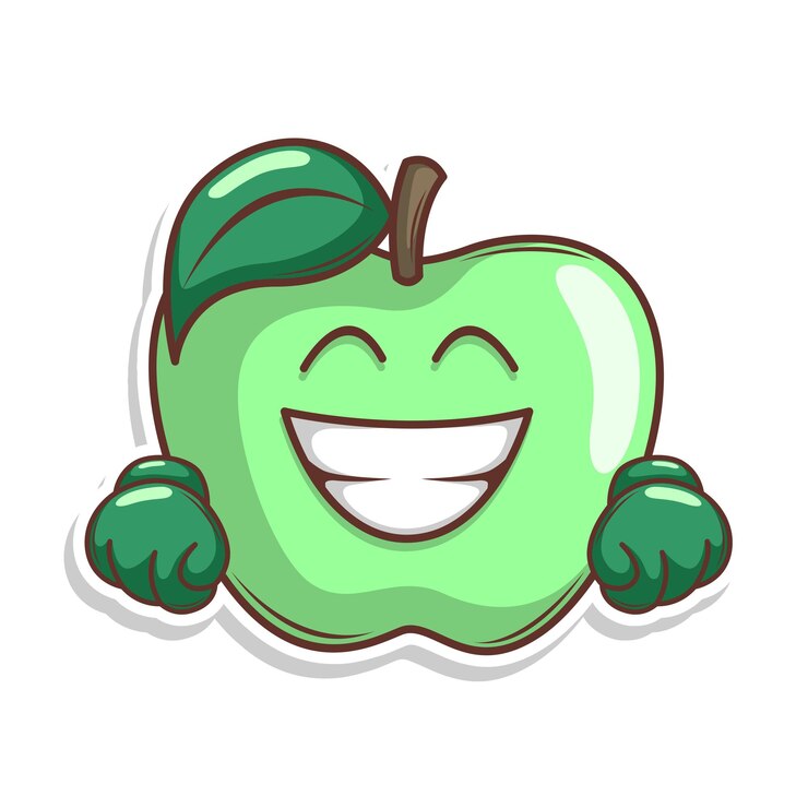 Vector divertido dibujo animado de frutas con una expresión linda