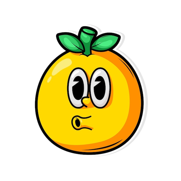 Divertido dibujo animado de frutas con una expresión linda