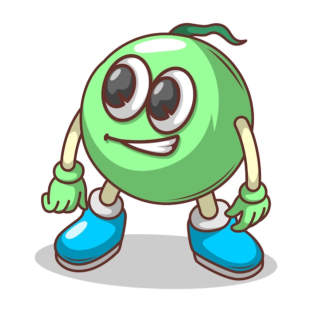 Divertido dibujo animado de frutas con una expresión linda