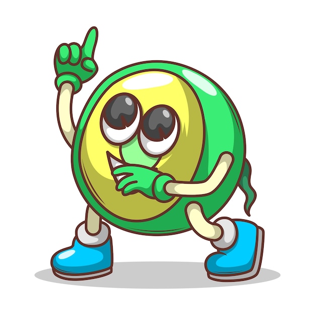 Divertido dibujo animado de frutas con una expresión linda